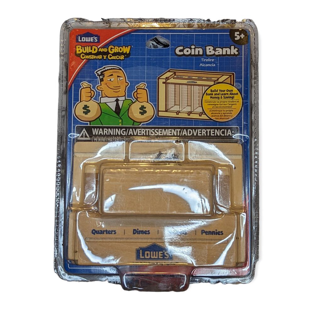 NWT Lowes Hardware Build and Grow Kids Real Wood Beginner Coin Bank Project Kit